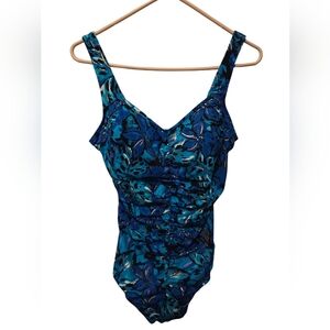 NWT Azul for Maxine Of Hollywood Swimsuit One Piece Retro Blue Size 18